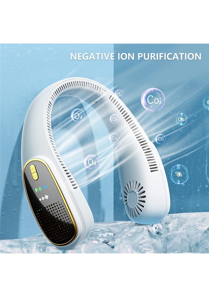 Taşınabilir Asma Boyun Fanı USB Şarj Edilebilir Soğutma Dış Mekan Hava Soğutucu Spor Bladeless Fanlar-Beyaz (Yurt Dışından)