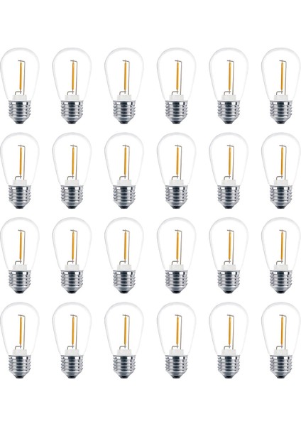 24 Paket 3V LED S14 Yedek Ampuller, Kırılmaz Dış Mekan Güneş Enerjili Dize Ampuller, Sıcak Beyaz (Yurt Dışından)