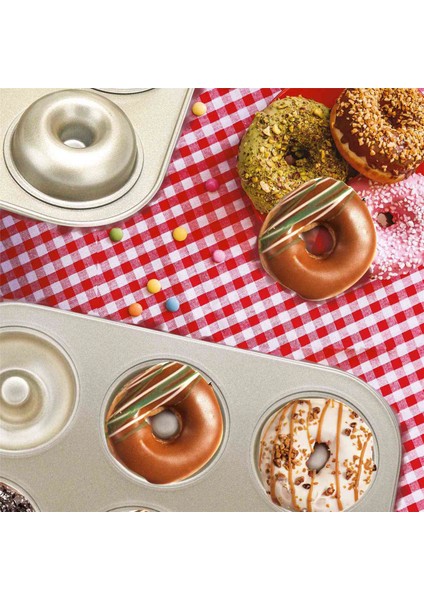 Торт В Форме,madeleine Tava, 4 Parça Donut Pişirme Tepsisi, Karbon Çelik Donut Kalıbı, Donut Pişirme Kabı Çanta Kalıbı 6 Donuts (Yurt Dışından)