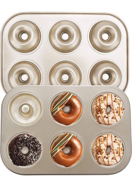 Торт В Форме,madeleine Tava, 4 Parça Donut Pişirme Tepsisi, Karbon Çelik Donut Kalıbı, Donut Pişirme Kabı Çanta Kalıbı 6 Donuts (Yurt Dışından)