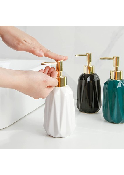 Seramik Sabunluk 10 Oz Pompalı El Sabunu Dispenseri Doldurulabilir Sıvı Bulaşık Sabunu ve Banyo Için Losyon (Siyah) (Yurt Dışından)