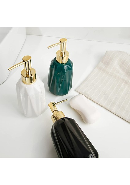 Seramik Sabunluk 10 Oz Pompalı El Sabunu Dispenseri Doldurulabilir Sıvı Bulaşık Sabunu ve Banyo Için Losyon (Siyah) (Yurt Dışından)