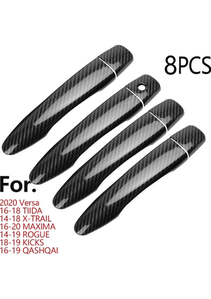 Karbon Fiber Dikiz Aynası Kapağı + Dış Dış Kapı Kolu Kapağı Trim, Rogue Tııda Kicks ile Uyumlu (Yurt Dışından) indirimleri