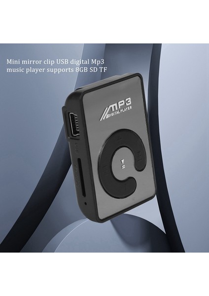 Mini Ayna Klipsi USB Dijital Mp3 Müzik Çalar Desteği 8 GB Sd Tf Siyah (Yurt Dışından)