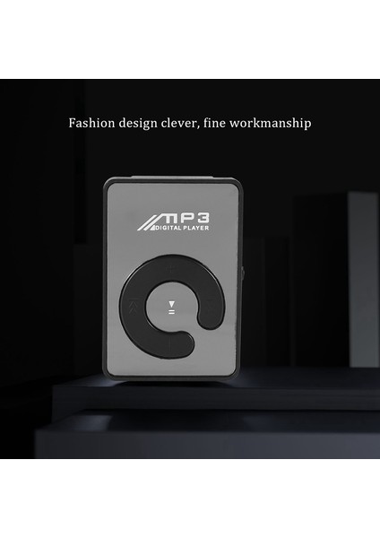 Mini Ayna Klipsi USB Dijital Mp3 Müzik Çalar Desteği 8 GB Sd Tf Siyah (Yurt Dışından)