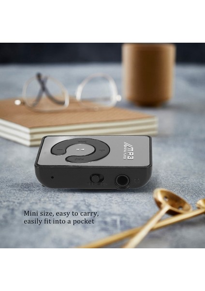 Mini Ayna Klipsi USB Dijital Mp3 Müzik Çalar Desteği 8 GB Sd Tf Siyah (Yurt Dışından)