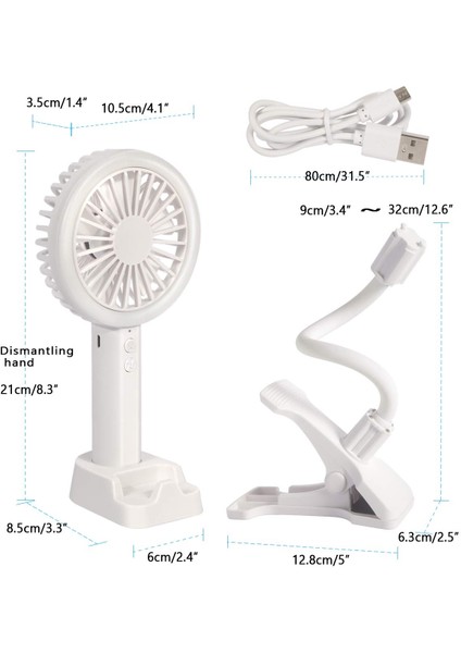 Mini Taşınabilir El Fanı 3 Hız Şarj Edilebilir LED Gece Işıkları Masaüstü Çok Amaçlı Küçük, Katlanabilir Klipsli, Telefon Tutucu ve Ev Ofis Dış Mekan Seyahat Için USB Kablosu (Yurt Dışından) fırsatları