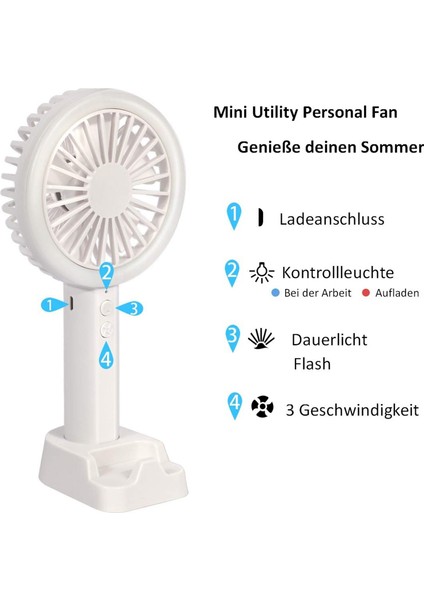 Mini Taşınabilir El Fanı 3 Hız Şarj Edilebilir LED Gece Işıkları Masaüstü Çok Amaçlı Küçük, Katlanabilir Klipsli, Telefon Tutucu ve Ev Ofis Dış Mekan Seyahat Için USB Kablosu (Yurt Dışından) indirimleri