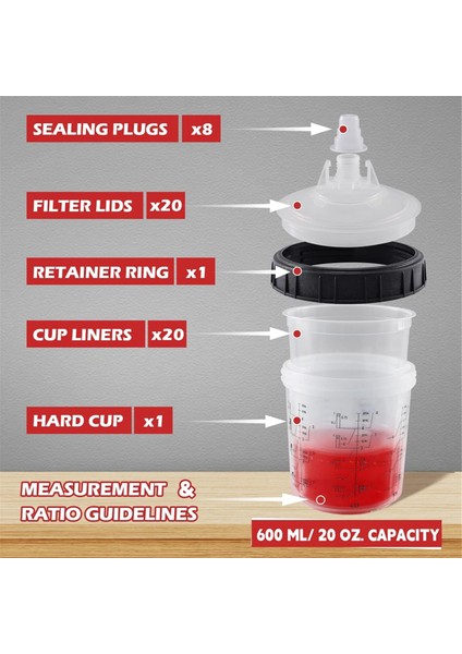 Püskürtme Kabı Püskürtme Tabancası Bardak Astarı ve Kapak Sistemi 20 Boya Kabı Seti 20 Oz (600 Ml) Kit (Yurt Dışından) fiyatları
