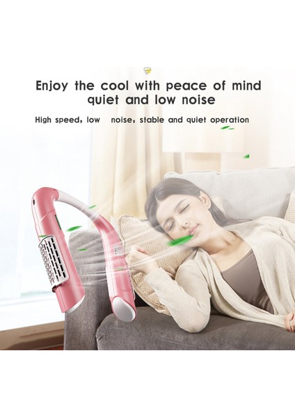 Mini Boyun Fanı Taşınabilir Bladeless USB Spor Hayranları Ev Dış Mekan Giyilebilir Asma Klima Soğutucu - Pembe (Yurt Dışından)