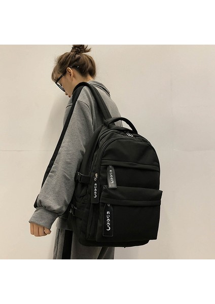 Uni Sırt Çantası Genç Öğrenci Kitap Çantaları Için Genç Okul Çantaları Büyük Kapasiteli Naylon Çanta Okul Siyah (Yurt Dışından) modelleri