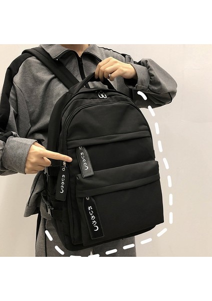Uni Sırt Çantası Genç Öğrenci Kitap Çantaları Için Genç Okul Çantaları Büyük Kapasiteli Naylon Çanta Okul Siyah (Yurt Dışından) fırsatları