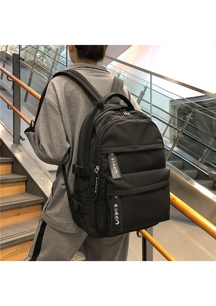 Uni Sırt Çantası Genç Öğrenci Kitap Çantaları Için Genç Okul Çantaları Büyük Kapasiteli Naylon Çanta Okul Siyah (Yurt Dışından) indirimleri