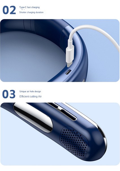 Taşınabilir Boyun Fanı Şarj Edilebilir - 3000MAH Kapasiteli Kanatsız Asılı Soğutma Soğutucu Beyaz (Yurt Dışından) fiyatları