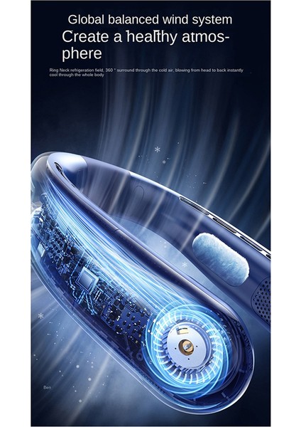 Taşınabilir Boyun Fanı Şarj Edilebilir - 3000MAH Kapasiteli Kanatsız Asılı Soğutma Soğutucu Beyaz (Yurt Dışından) indirimleri