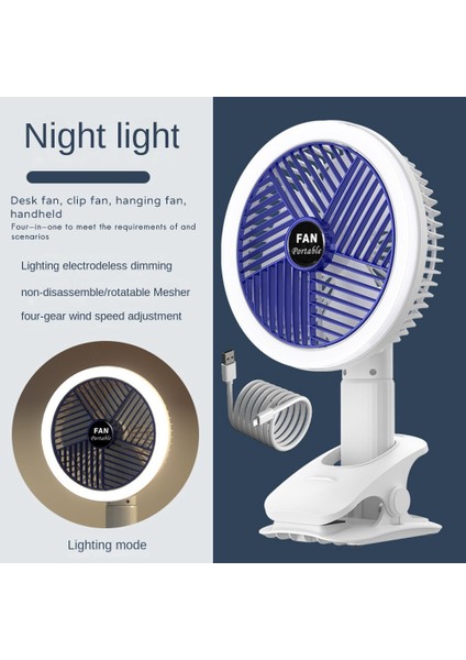 Klipsli Fan Taşınabilir Mini Masaüstü Sessiz USB Şarj Edilebilir 360° Koşu Bandı, Araba Koltuğu, Bebek Arabası Için Çalıştırılır (Yurt Dışından)