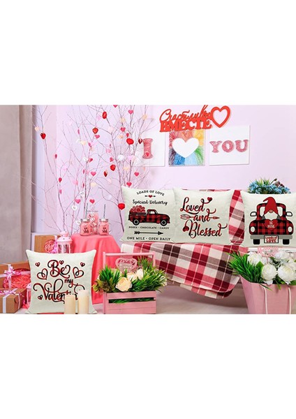 4 Adet Günü Yastık Kılıfı 18X18 Inç Günü Süsleme Ağacı ve Aşk Atma Yastık Kılıfı (Yurt Dışından)