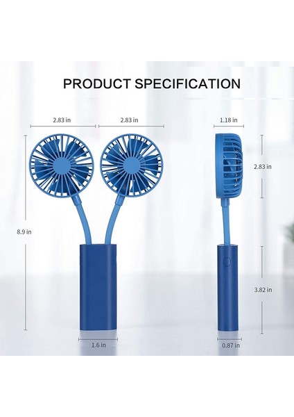 Küçük El Fanı,çift Kafalı Fan,2'si 1 Arada Çok Amaçlı Fan,mini Kişisel Fan,3 Hız Ayarlanabilir,seyahat Için,mavi (Yurt Dışından)