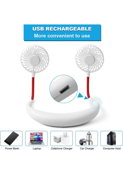 USB 2000MAH Taşınabilir Asılı Boyun Spor Fanı Renkli LED Işık Kulaklık Tasarımı Mini Soğutucu Giyilebilir (Yurt Dışından) fırsatları