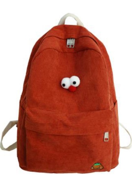 Çizgili Bayan Kadife Sırt Çantası Bayan Işlemeli Okul Çantası Moda Sırt Çantası Öğrenci Okul Çantası-Kırmızı (Yurt Dışından)