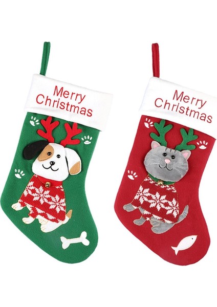 Декоративные Подарки,2 Pc Noel Çorap Çorap Kedi Köpek Elk Navidad Yeni Yıl Şeker Çanta Noel Dekorasyon Noel Ağacı Süsler Parti (Yurt Dışından)