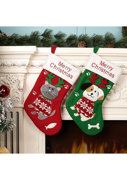 Декоративные Подарки,2 Pc Noel Çorap Çorap Kedi Köpek Elk Navidad Yeni Yıl Şeker Çanta Noel Dekorasyon Noel Ağacı Süsler Parti (Yurt Dışından)