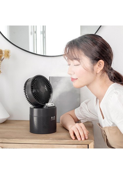 Taşınabilir Su Buharlı Vantilatör USB Şarj Edilebilir El Mini Soğutma Klima Nemlendirici Gri (Yurt Dışından)