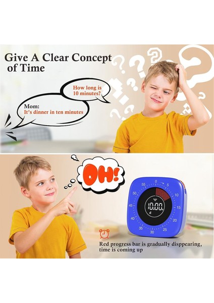 Çocuklar Için Dijital Zamanlayıcı, Çocuklar Için 60 Dakika Şarj Edilebilir Geri Sayım Zamanlayıcıları Mutfak Sınıfı Için Çalışma Zamanlayıcısı Mavi (Yurt Dışından)
