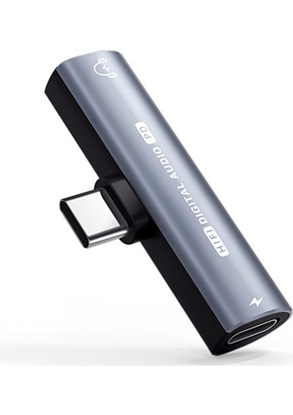 2ın1 USB Type-C - USB C/3.5mm Kulaklık Adaptörü Kulaklık Dac Ses Dönüştürücü 32BIT/384KHZ Dijital Dekoder PD27W Siyah (Yurt Dışından)