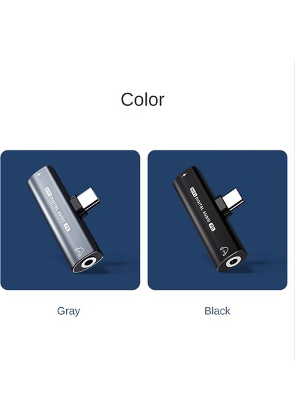 2ın1 USB Type-C - USB C/3.5mm Kulaklık Adaptörü Kulaklık Dac Ses Dönüştürücü 32BIT/384KHZ Dijital Dekoder PD27W Siyah (Yurt Dışından)
