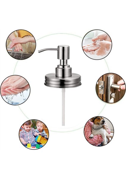 Pompalı 4 Paket Kavanoz Sabunluk Kapakları, 16 Oz 4 Temizleyici Fırçalar Için Losyon Sabunluk Kapakları Dahil Gümüş (Yurt Dışından)