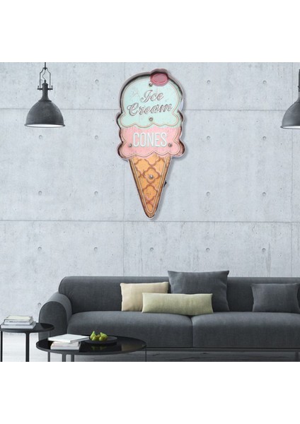 Dondurma Işaretleri Vintage Cafe Shop Dekoratif Neon Işık Ev Dekor Metal Plaka Duvar Retro Kahve Plak (Yurt Dışından)