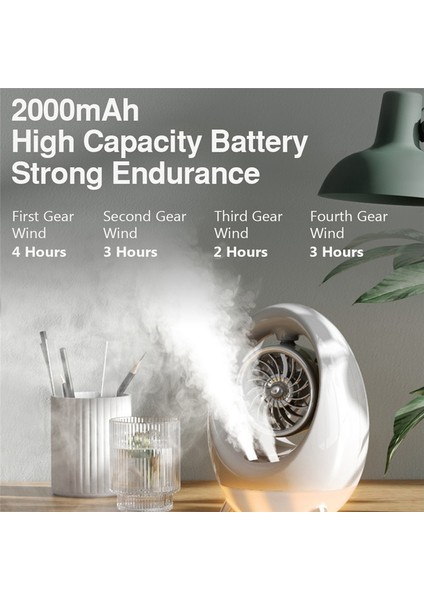 Taşınabilir Klima Soğutucu Fan Nemlendirici Masaüstü 2000 Mah USB Ofis Ev Kamp Seyahat Için (Yurt Dışından)