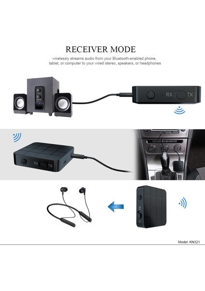 Bluetooth 5.0 Ses Alıcı Verici 3.5mm Aux Jack Rca USB Dongle Stereo Kablosuz Adaptör Mic ile Araba Tv Pc ile Uyumlu (Yurt Dışından)