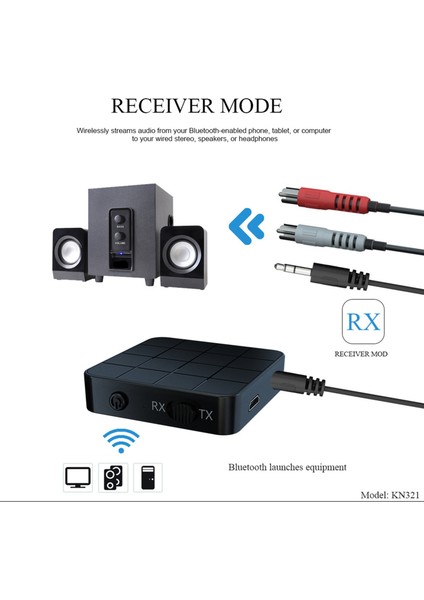 Bluetooth 5.0 Ses Alıcı Verici 3.5mm Aux Jack Rca USB Dongle Stereo Kablosuz Adaptör Mic ile Araba Tv Pc ile Uyumlu (Yurt Dışından)