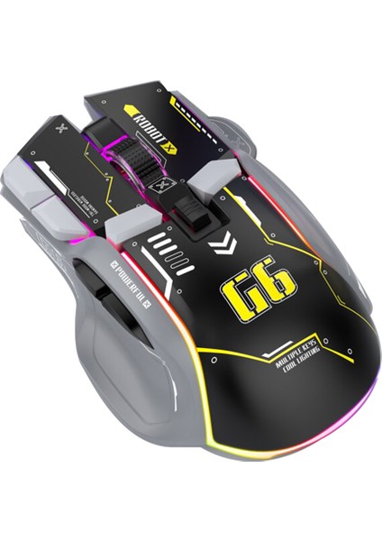 G6 Kablosuz Oyun Faresi 3 Mod 4000 Dpı 11 Rgb Arkadan Aydınlatmalı Şarj Edilebilir Sessiz Bilgisayar Oyun Faresi -Siyah (Yurt Dışından)
