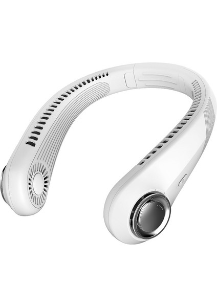 Bladeless Boyun Fanı, 360 Santigrat Eller Serbest Spor Fanı, 2000 Mah USB Şarj Edilebilir Mini Kişisel Fan Hava Soğutucu-Beyaz (Yurt Dışından)