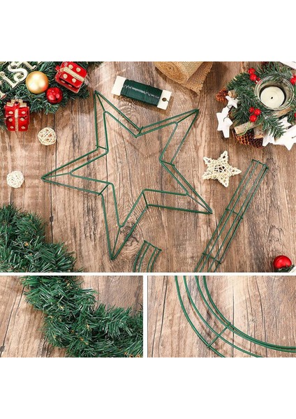 8 Adet Noel Tel Çelenk Çerçeveleri 12 Inç Pentagram Şekilli Yeşil Çelenk Çelenk Yüzük Ev Sanat Zanaat Dıy Parti Dekor Için (Yurt Dışından)