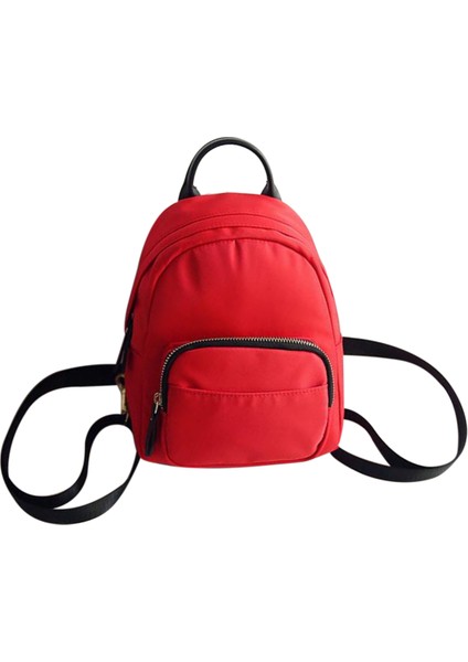 Kadın Sırt Çantası Naylon Omuz Okul Seyahat Çantası Küçük Rahat Sırt Çantası (Kırmızı) (Yurt Dışından)