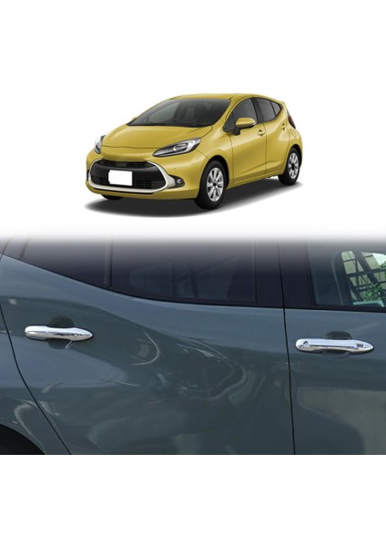 Araç Dış Kapı Kolu Kaplaması Aqua Prius C 2021 Araç Aksesuarları Krom ile Uyumlu (Yurt Dışından)