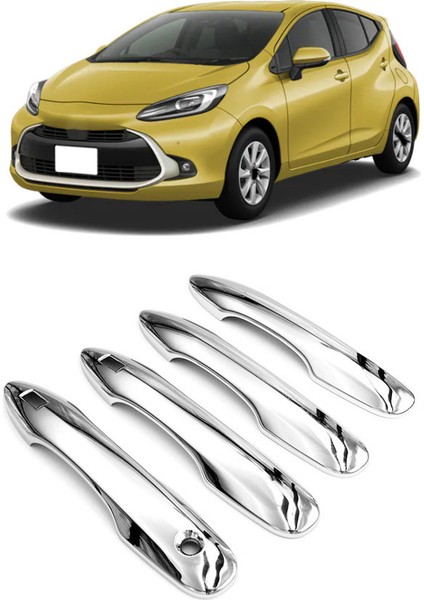 Araç Dış Kapı Kolu Kaplaması Aqua Prius C 2021 Araç Aksesuarları Krom ile Uyumlu (Yurt Dışından)