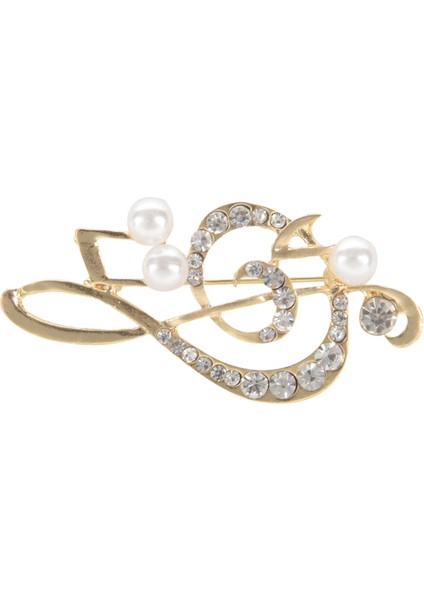 Zarif Müzik Notu Broş Kadınlar Kız Elbise Aksesuarları Altın Kristal Broş Taklidi Pimleri 5.6 cm x 3 cm (Yurt Dışından)