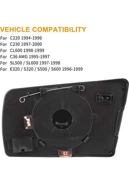 Sol+Sağ Yan Ayna Camı Isıtmalı Destek Plakalı Lh Rh C W202 E W210 S W140 ile Uyumlu 1994-2000 (Yurt Dışından) indirimleri