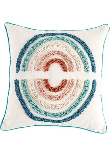 Püsküllü Minder Örtüsü 45X45 cm Yastık Dekoratif Yastık Kılıfı Kapakları Kare Ev Boho Dekor Makrome Yastık Kılıfı-B (Yurt Dışından)