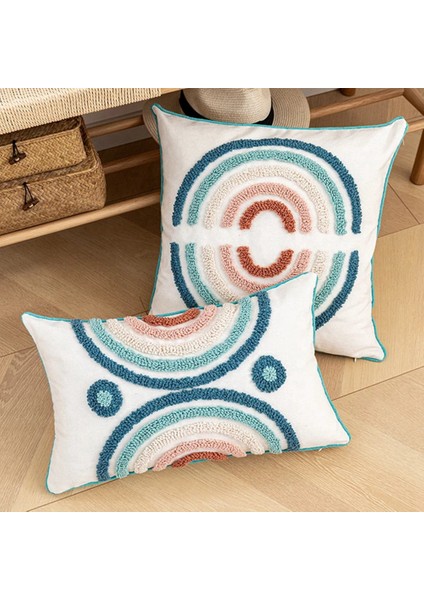 Püsküllü Minder Örtüsü 45X45 cm Yastık Dekoratif Yastık Kılıfı Kapakları Kare Ev Boho Dekor Makrome Yastık Kılıfı-B (Yurt Dışından)