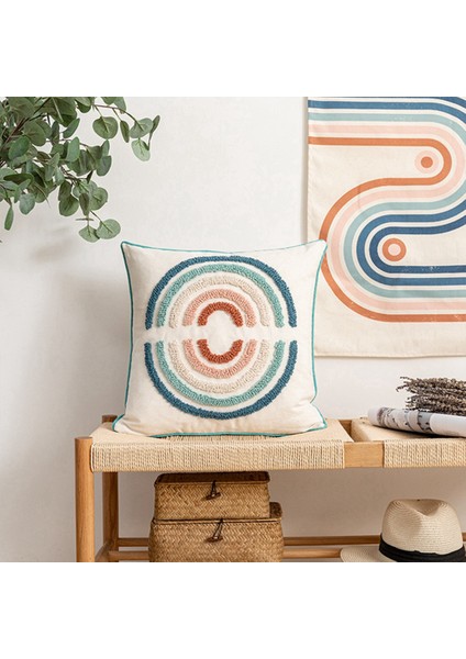 Püsküllü Minder Örtüsü 45X45 cm Yastık Dekoratif Yastık Kılıfı Kapakları Kare Ev Boho Dekor Makrome Yastık Kılıfı-B (Yurt Dışından)