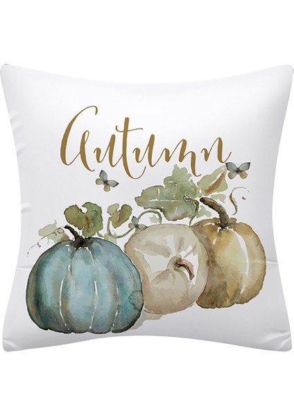 4 Set Sonbahar Kabak Atmak Yastık Kapakları Kare Güz Dekoratif Yastık Kılıfı Yastık Kanepe Örtüsü (18X18 Inç) (Yurt Dışından)