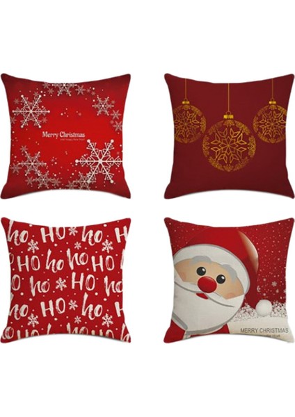 Noel Mutluluk Kare Yastık Ev Dekor Keten Yastık Kılıfı Yastık Kapakları Kanepe Için Yeni Desen Hediye 45X45 cm (Yurt Dışından)