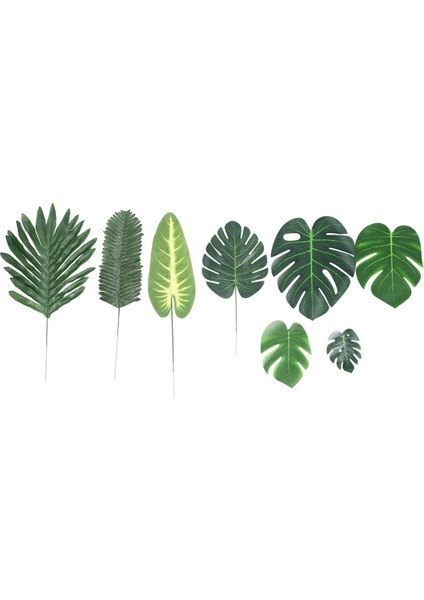340 Parça 8 Çeşit Tropikal Parti Süslemeleri Jungle Monstera Yaprakları, Sahte Köklü Yapay Palmiye Yaprakları (Yurt Dışından)