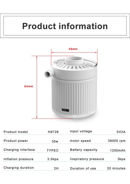 Mini Çok Amaçlı Şarj Edilebilir Kablosuz Elektrikli Hava Pompası Ev Plaj Yüzme Halka Hava Pompası Küçük Seyahat Hava Pompası (Yurt Dışından) modelleri